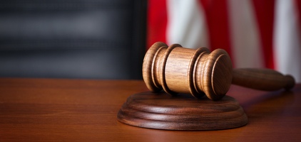 Gavel in front of an American flag