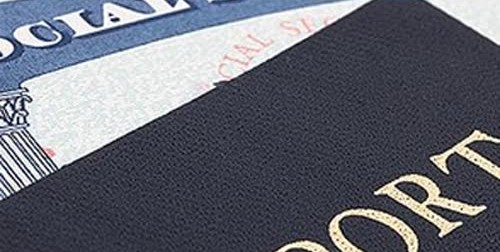United States passport and Social Security card